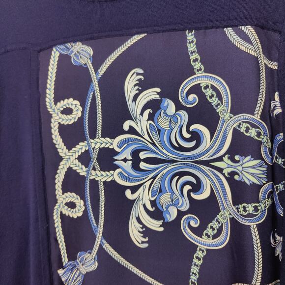 J. McLaughlin Womens Sz M Blue Silk Cashmere Pullover Sweater Baroque - Picture 2 of 5